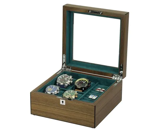 Rothenschild watch box RS 2440 W for 4 watches and cufflinks