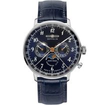 Zeppelin 7036-3 Hindenburg LZ129 men`s watch moon phase Mens Watch 40mm 3ATM