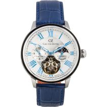 Carl von Zeyten CVZ0081WHS Schiltach Automatic Dual Time Mens Watch 46mm 