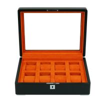 Rothenschild RS-3420-8-BL-ORA Watch Box Black [8] with orange velvet