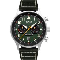 AVI-8 AV-4088-02 Carey Dual Time Mens Watch 44mm 5ATM