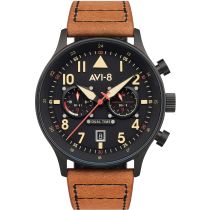 AVI-8 AV-4088-03 Carey Dual Time Mens Watch 44mm 5ATM
