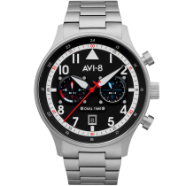 AVI-8 AV-4088-11 Carey Dual Time Mens Watch 44mm 5ATM
