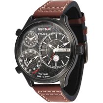 Sector R3251504003 Tri-Time Traveller Mens Watch 48mm 10TM
