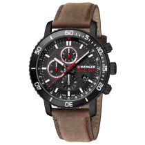 Wenger 01.1843.107 Roadster Black Night Chronograph Mens Watch 45mm 10 ATM