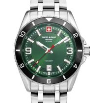Swiss Alpine Military 7034.1138 Mens Watch Sierra silver green 42mm 10ATM