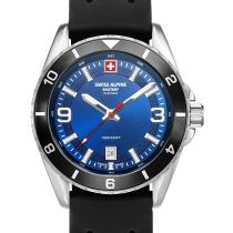 Swiss Alpine Military 7034.1839 Mens Watch Sierra silver blue 42mm 10ATM