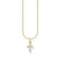 Thomas Sabo KE2226-414-14-L45V Gold-plated Necklace with Cross Pendant + Zirconia 38-45 cm Ladies