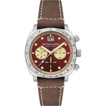 Spinnaker SP-5068-05 Mens Watch Hull Chronograph Burnt Maroon 42mm 10ATM