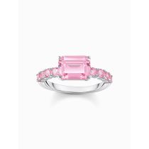Thomas Sabo TR2451-051-9-56 Silver solitaire ring w. pink-coloured stones 