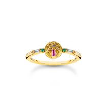 Thomas Sabo TR2457-488-7-56 Gold-plated ring w. palm tree and coloured stones 