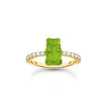 Thomas Sabo TR2459-414-6-54 Gold-plated ring w. green Goldbears 