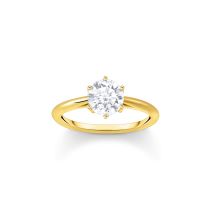 Thomas Sabo TR2474-414-14-54 Gold-plated Ring with white Stone in Brilliant-cut Ladies